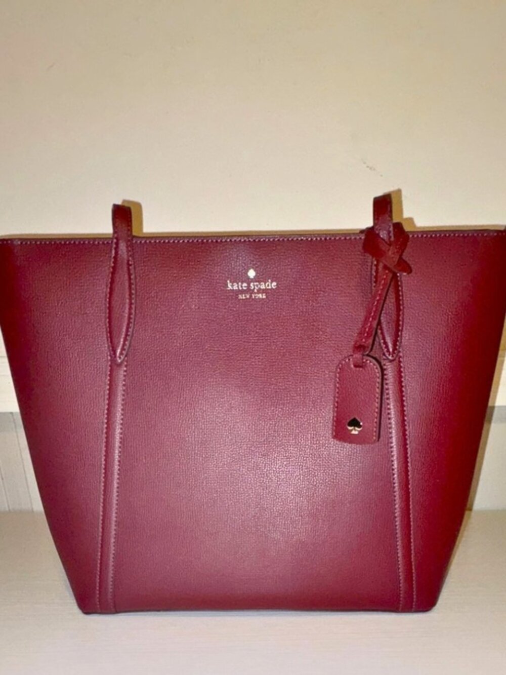 Kate Spade Cherrywood Cranberry Maroon Red Leather Tote Bag